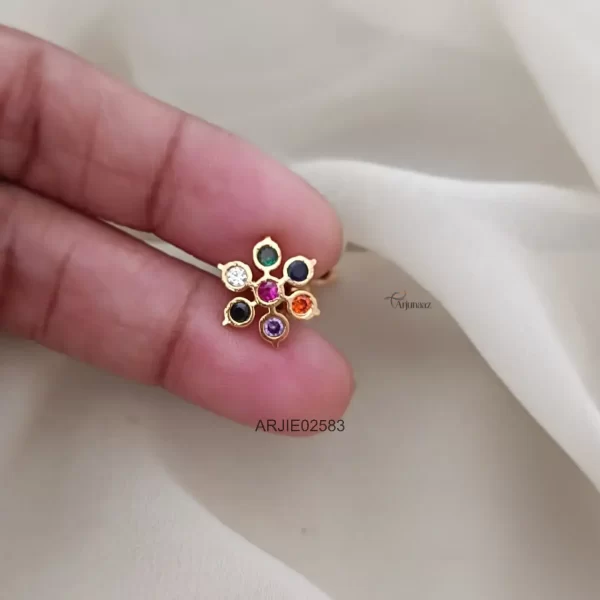 Simple Multi Stone Screw Back Earrings