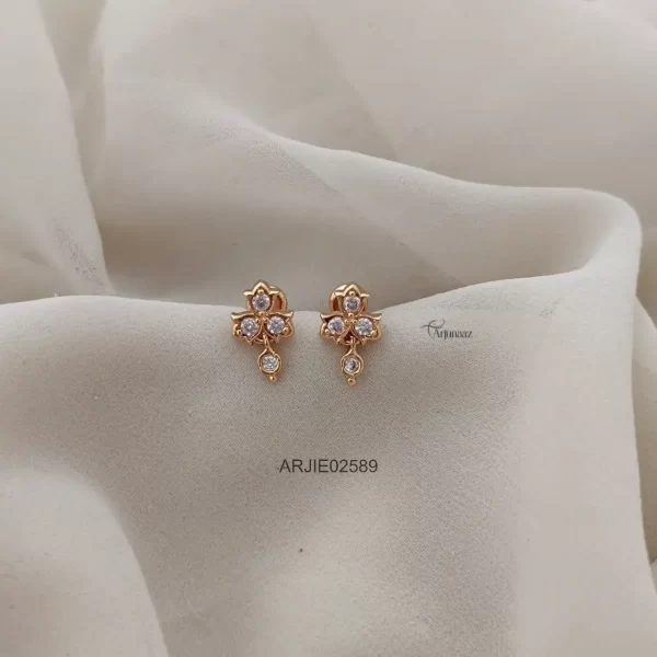 White Stone Kids Screw Back Earrings