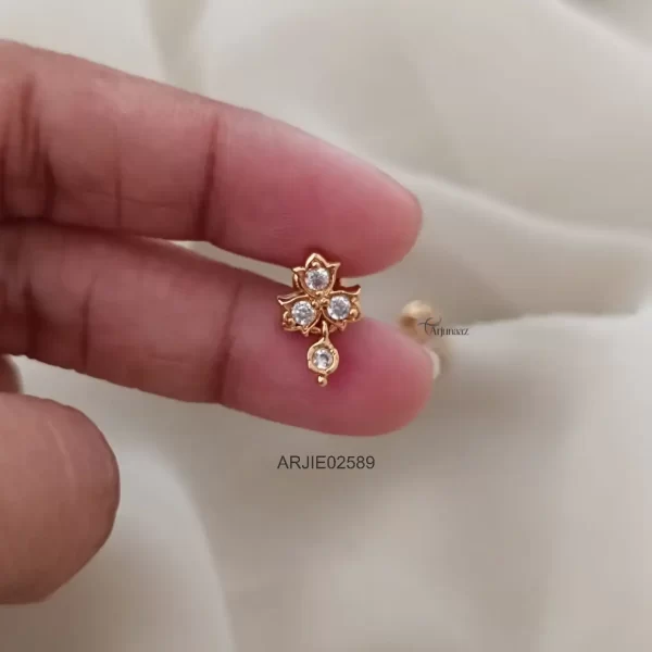 White Stone Kids Screw Back Earrings