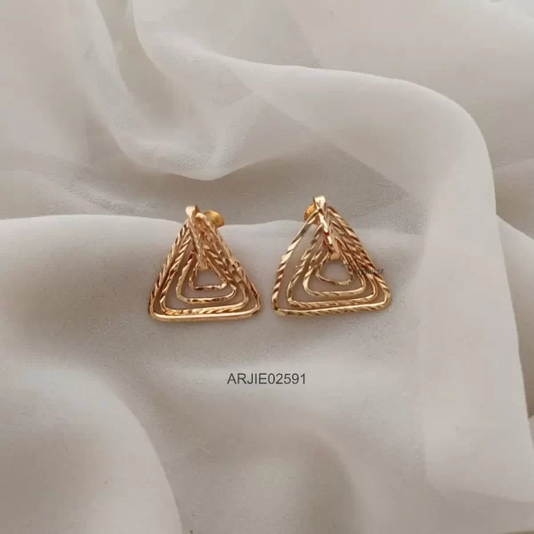 Multi Layer Triangle Screw Back Earrings