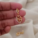 Leaf Design White Stone Screw Back Earrings