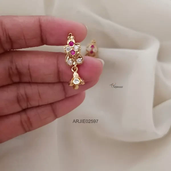 Ruby & White Stone Mini Jhumkas