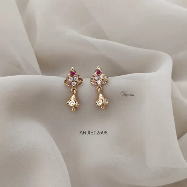 Ruby & White Kids Screw Back Jhumkas