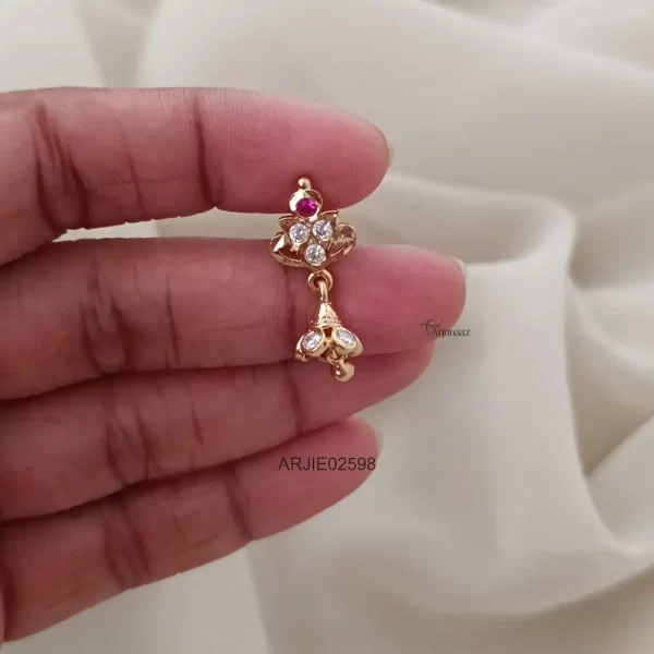 Ruby & White Kids Screw Back Jhumkas