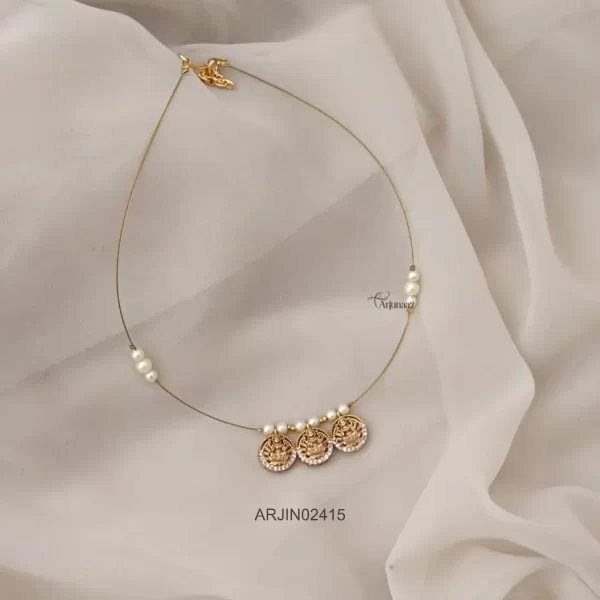 Traditional Tri Lakshmi Pendant Necklace