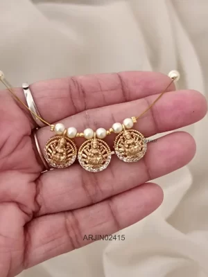 Traditional Tri Lakshmi Pendant Necklace
