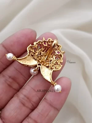 Dual Peacock Temple Tiger Nail Pendant