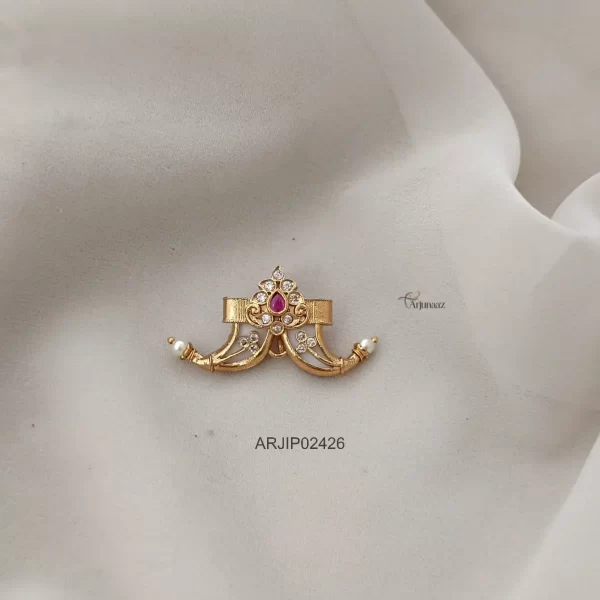 Ruby & White Stone Tiger Nail Pendant