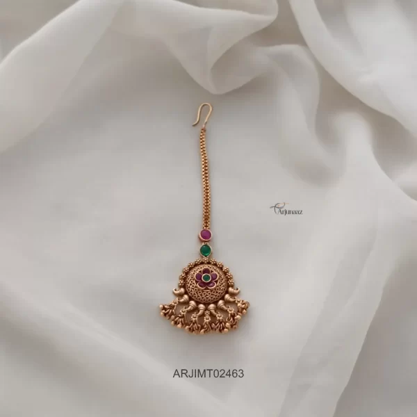 Floral Golden Beads Maang Tikka