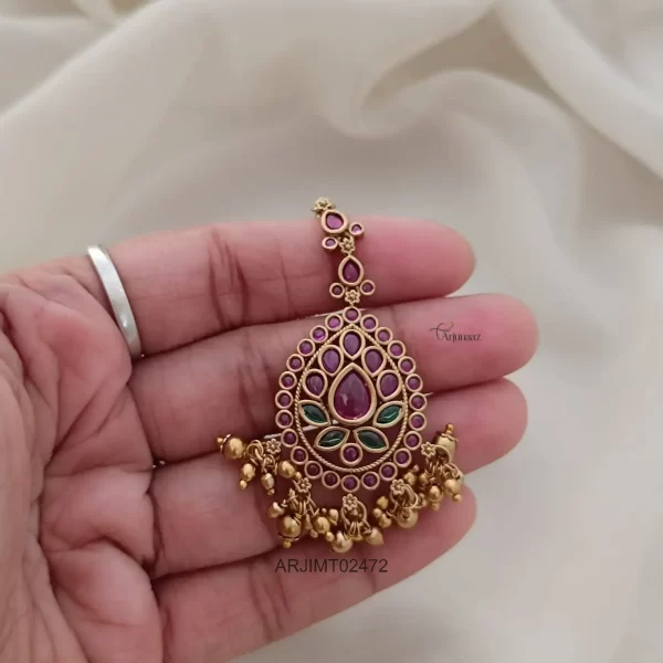 Matte Finish Gold Beads Short Tikka
