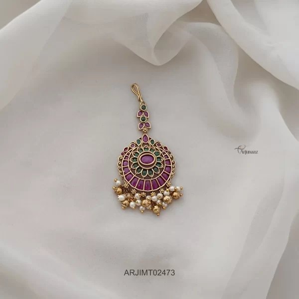 Pearls and Gold Beads Maang Tikka