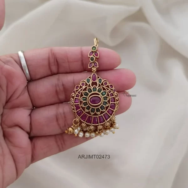 Pearls and Gold Beads Maang Tikka