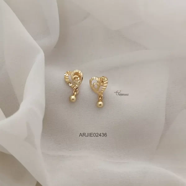 One Gram Gold Heart Screw Back Earrings