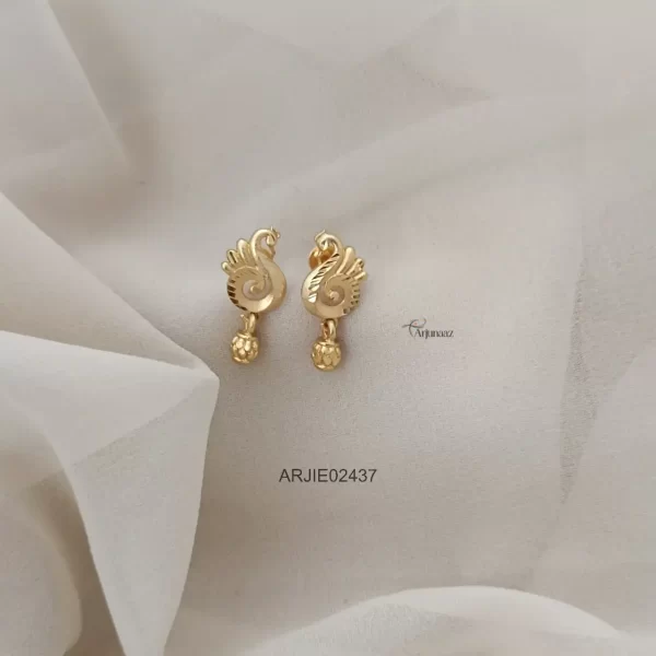 One Gram Gold Peacock Screw Back Earrings