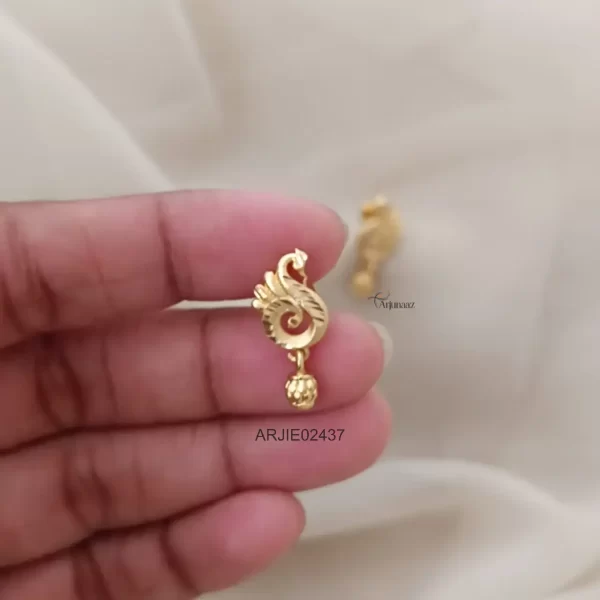 One Gram Gold Peacock Screw Back Earrings