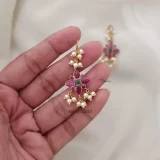 Ruby & Green Hook Drop Earrings