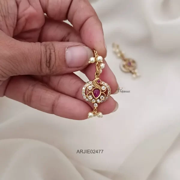 Peacock Ruby Hook Drop Earrings