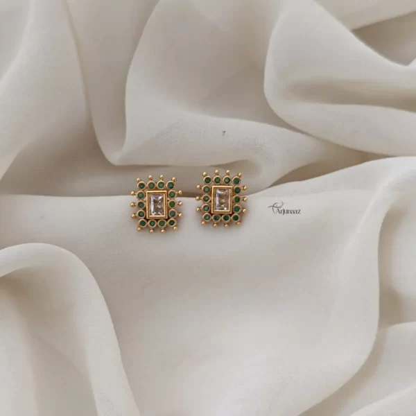Emerald & White Rectangle Earrings