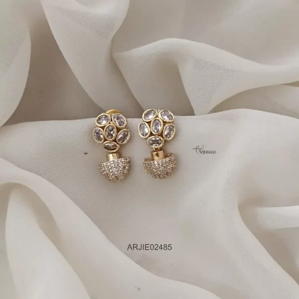 Uncut Stone White Bud Earrings