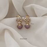 Uncut Stone Purple Bud Earrings