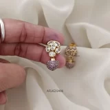 Uncut Stone Purple Bud Earrings