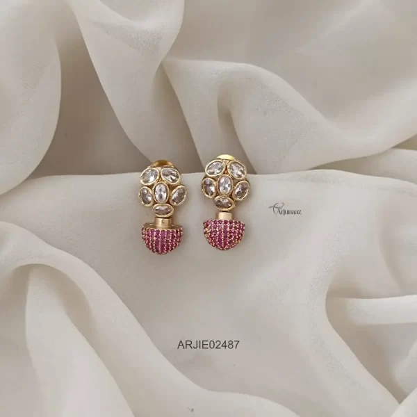 Uncut Stone Ruby Bud Earrings