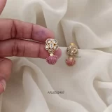Uncut Stone Ruby Bud Earrings
