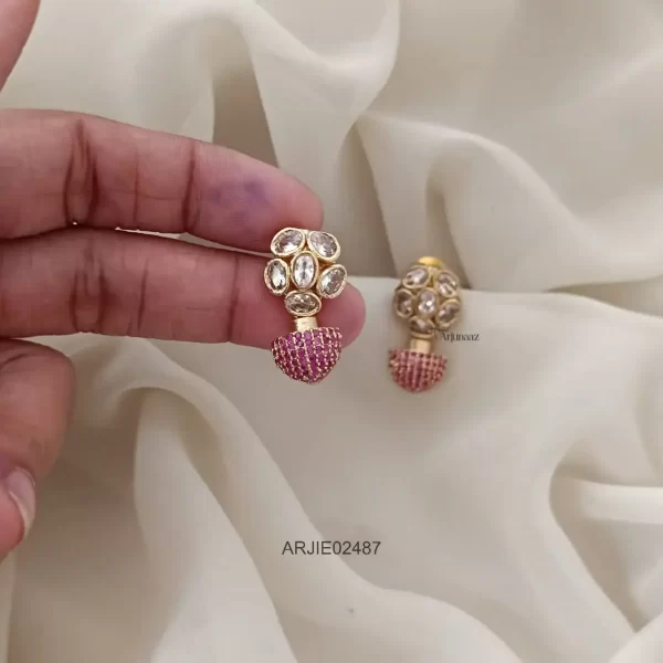 Uncut Stone Ruby Bud Earrings