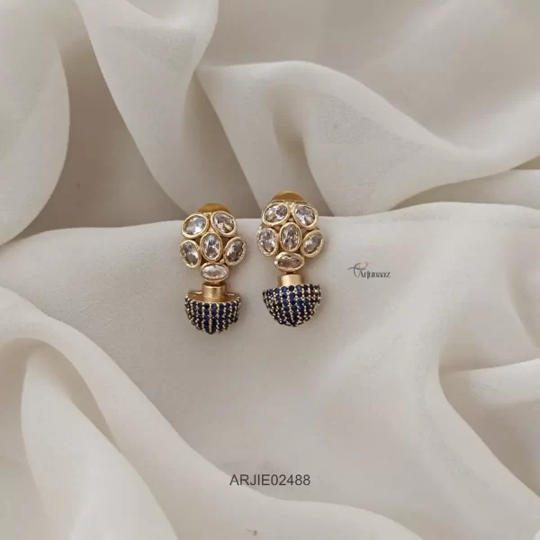Uncut Stone Blue Bud Earrings
