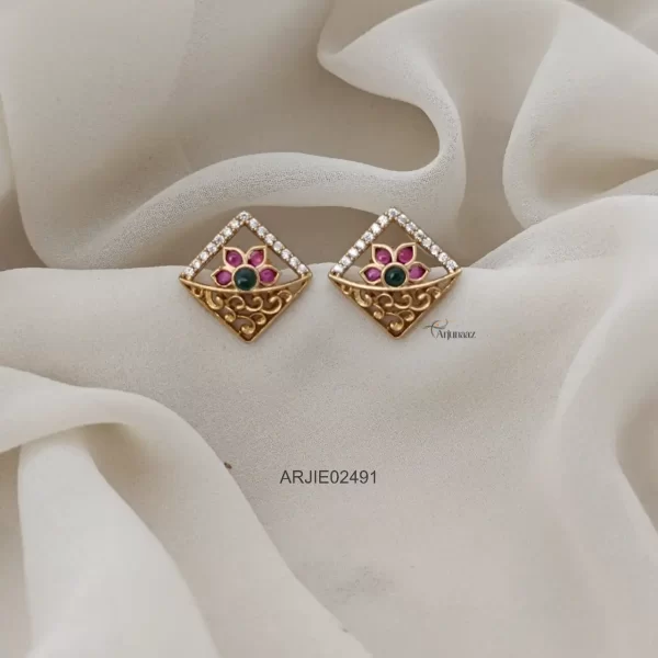 Traditional Coral with Pearl Jhumkas