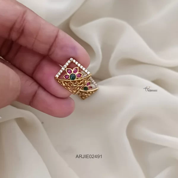 Traditional Coral with Pearl Jhumkas