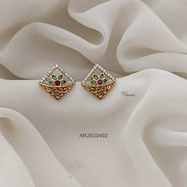 Multi Stone Floral Square Stone Earrings