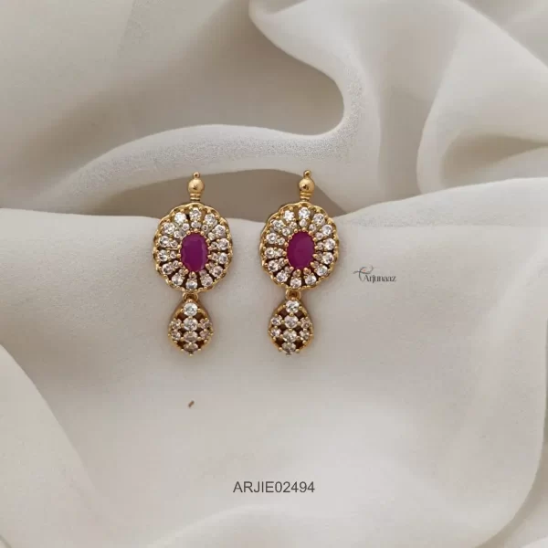 Ruby & White Stone Earrings