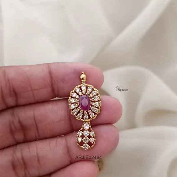 Ruby & White Stone Earrings