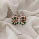 Emerald Beads CZ Stone Earrings