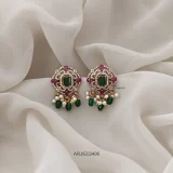 Emerald Beads CZ Stone Earrings