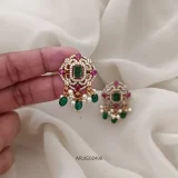 Emerald Beads CZ Stone Earrings