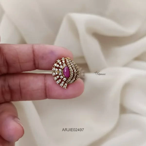 Ruby & CZ Stone Stud Earrings