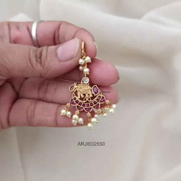 Elephant Ruby Stone Hook Drop Earrings