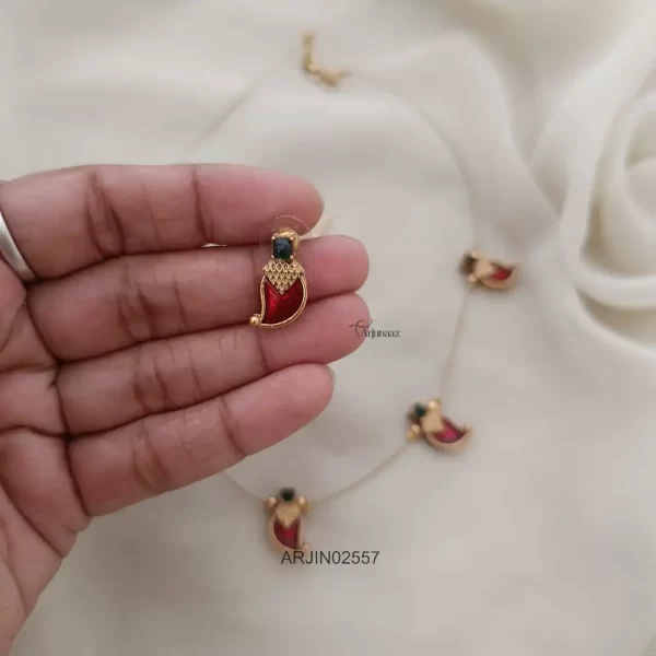 Enamel Palakka Invisible Necklace Set