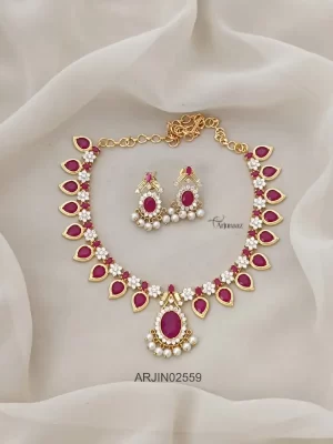 Beautiful Ruby & White Necklace Set