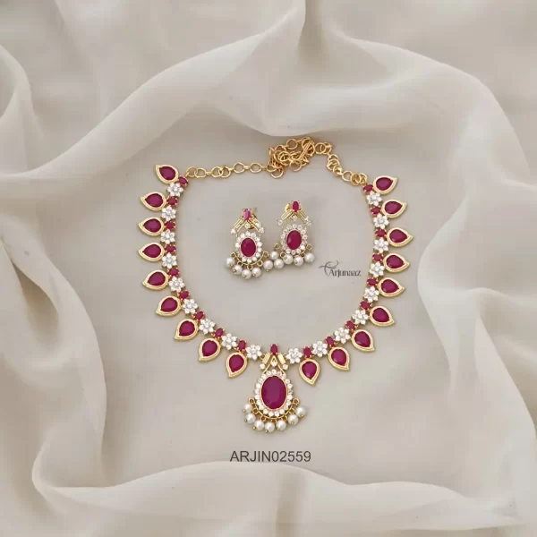 Beautiful Ruby & White Necklace Set