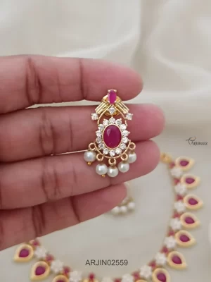 Beautiful Ruby & White Necklace Set