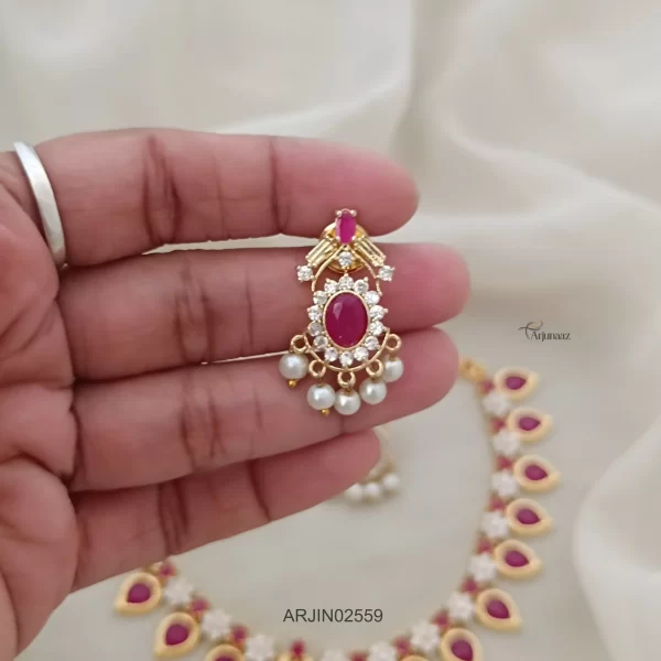 Beautiful Ruby & White Necklace Set