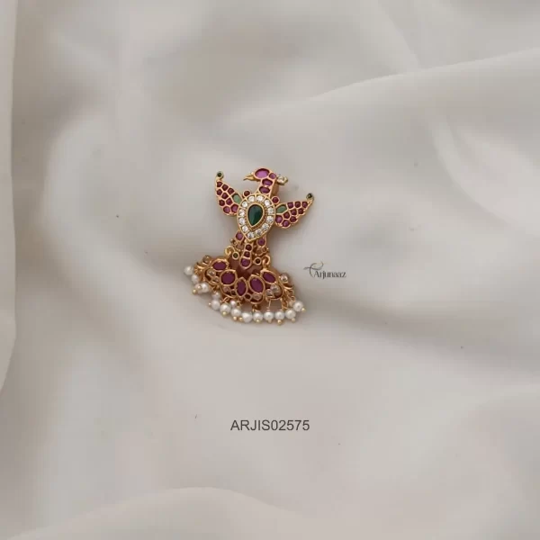 Ruby & Green Garuda Saree Pin
