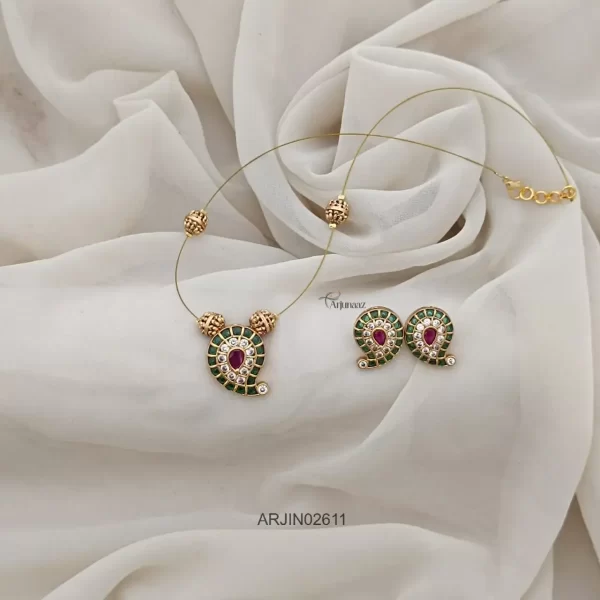 Multi Stone Mango Invisible Necklace Set