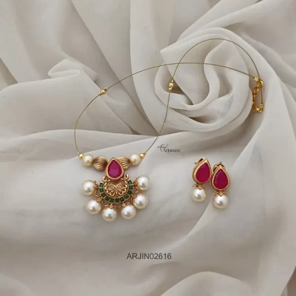 Ruby & Green Invisible Necklace Set