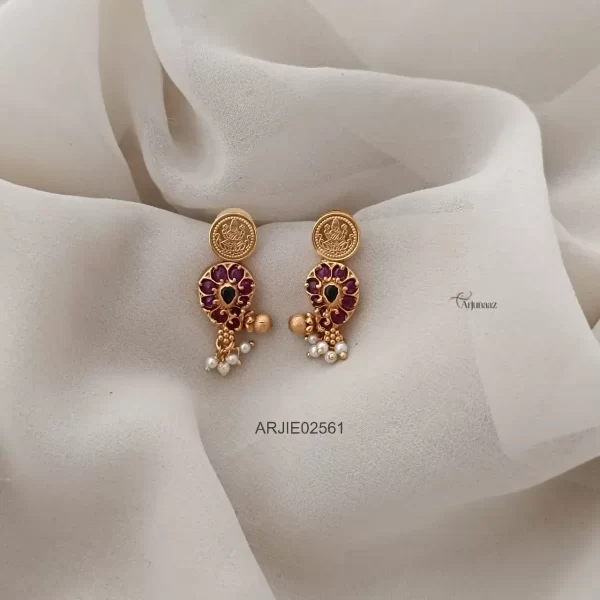 Lakshmi Coin Mango Kemp Earrings