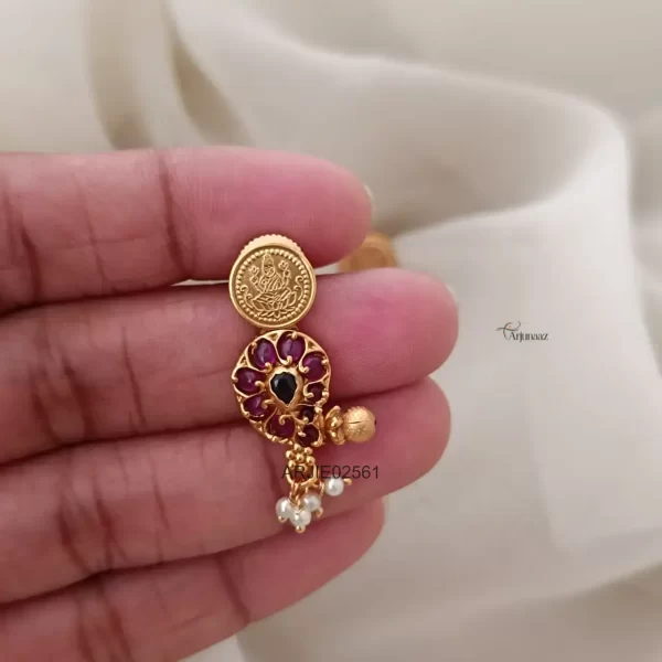 Lakshmi Coin Mango Kemp Earrings