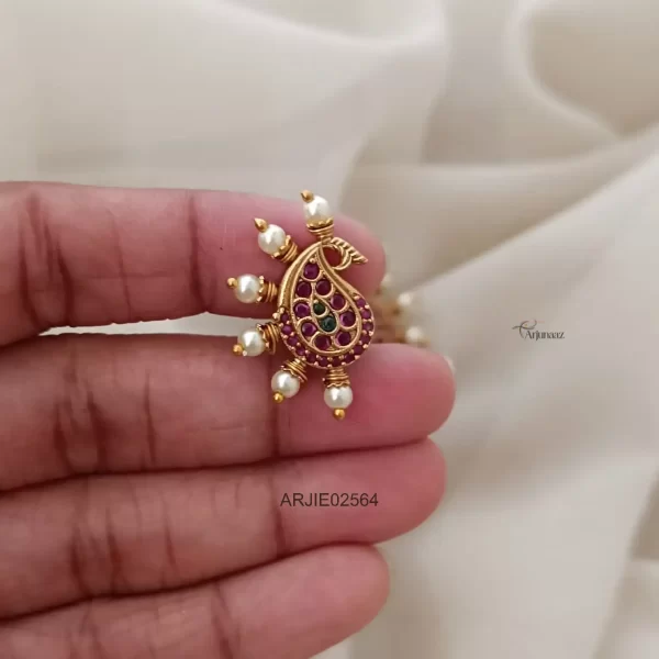 Green & Ruby Peacock Pearl Earrings